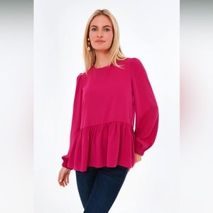 Tuckernuck Pomander Place Fuchsia Carlota Peplum Blouse